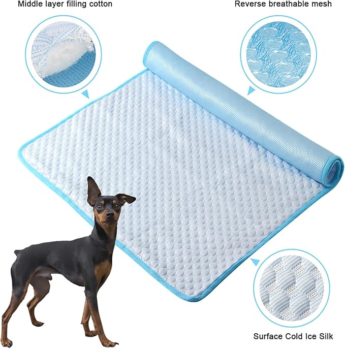 Cooling Mat Pad for Dogs Cats Ice Silk Cooling Bed for Dogs Ice Bed for Cats - Image 4