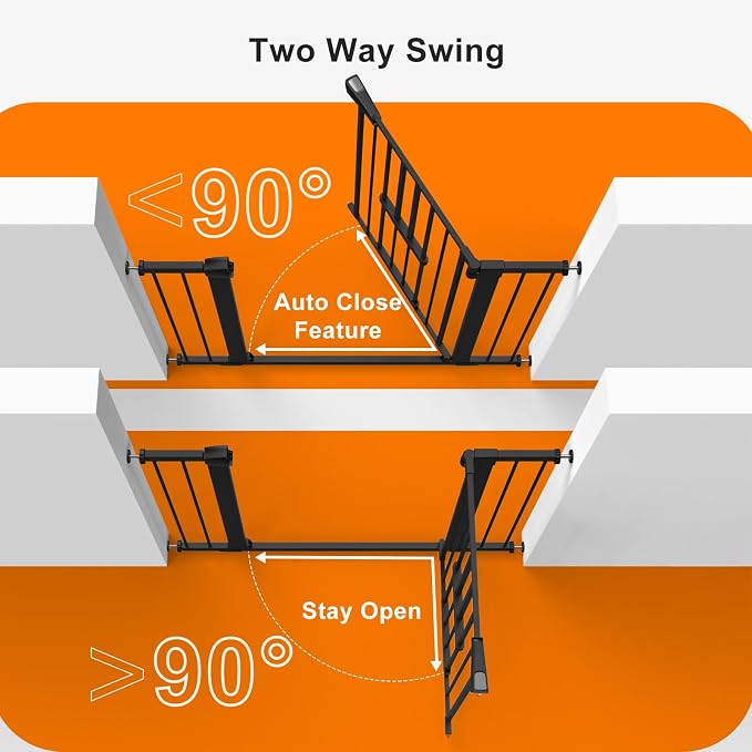 FURTIME 29"-41" Baby Gate with Cat Door Adjustable, Auto Close Dog Gate - Image 5