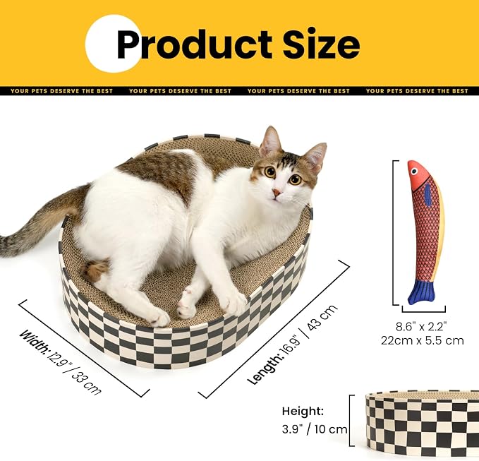 Cat Scratcher Bed, 2 in 1 Oval Cat Scratching Board - Image 2