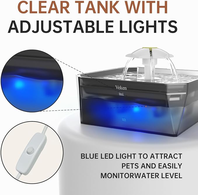 Veken Award-Winning Small Pet-Friendly Cat Water Fountain - Image 8