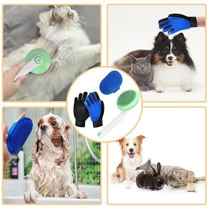 GJEASE Cat Grooming Glove Brush, Self-Cleaning Slicker Pet Brush - Image 7