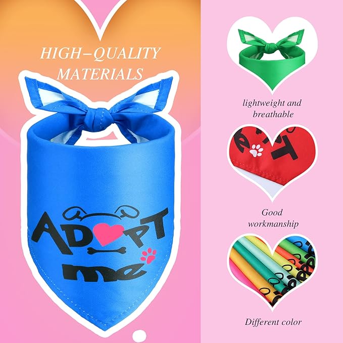 20 Pack Adopt Me Dog Bandanas Plain Adopt Me Triangle Dog Bandana Reversible - Image 3