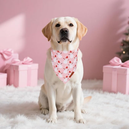 ADOGGYGO Pink Christmas Dog Bandanas 2 Pack, Reversible Santa Snowman Xmas - Image 3