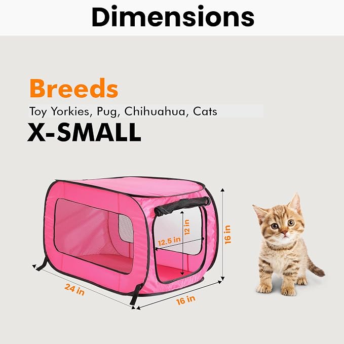 Beatrice Home Fashions Portable, Collapsible, Pop Up Kennel Travel Cat and Dog - Image 2