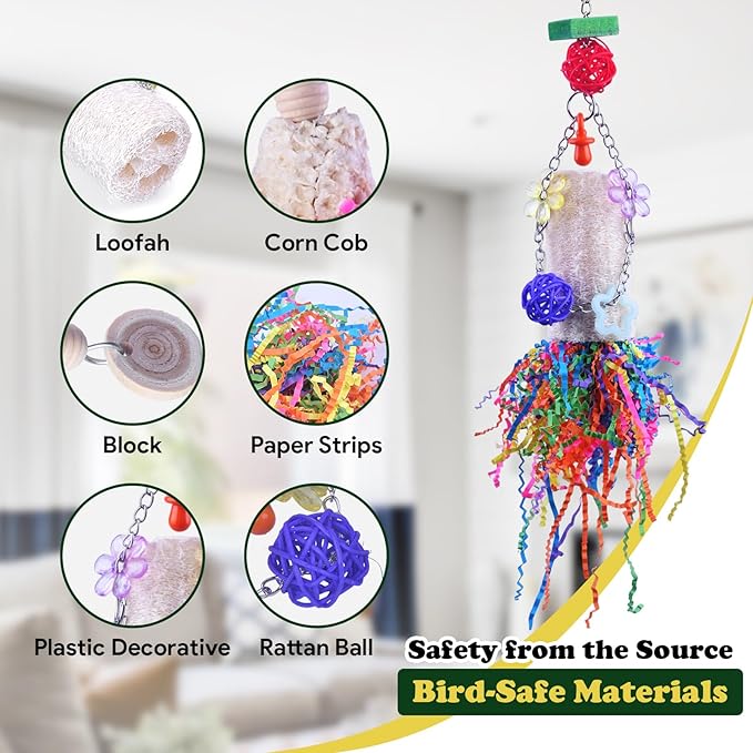 Bird Toys, Parakeet Foraging Toy, Hanging Chewing Toy, Bird Cage Accessories – - Image 3