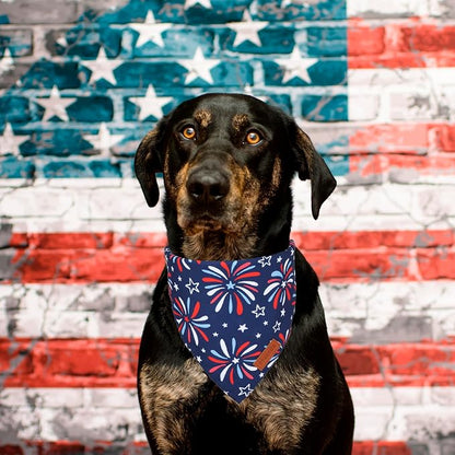 PTDECOR American Flag Dog Bandana 4th of July Dog Scarf Reversible Red Blue - Image 3