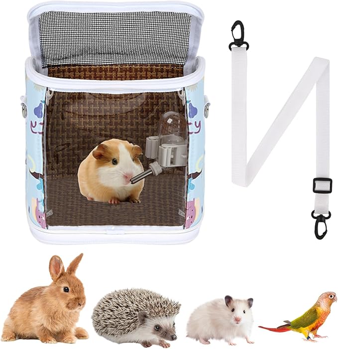 Guinea Pig Carrier Bag with Water Bottle，Travel Portable Small Animal Carrier by NOONEAU