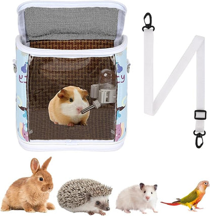 Guinea Pig Carrier Bag with Water Bottle，Travel Portable Small Animal Carrier by NOONEAU