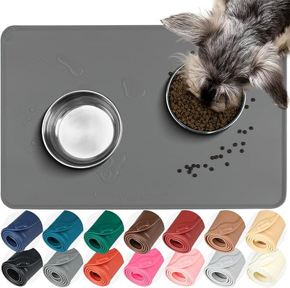 VIVAGLORY Dog Food Mat Flexmat Dog Bowl Mat, Placemat Food Tray by Vivaglory