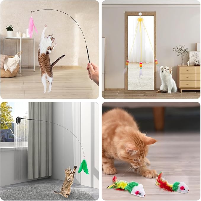 Depets Cat Wand Toy, 2 Play Modes Kitten Teaser Wand, Reusable Suction Cup - Image 5