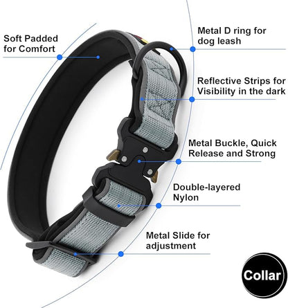 Plutus Pet Tactical Dog Collar, Reflective, Adjustable Heavy Duty Dog Collar - Image 3