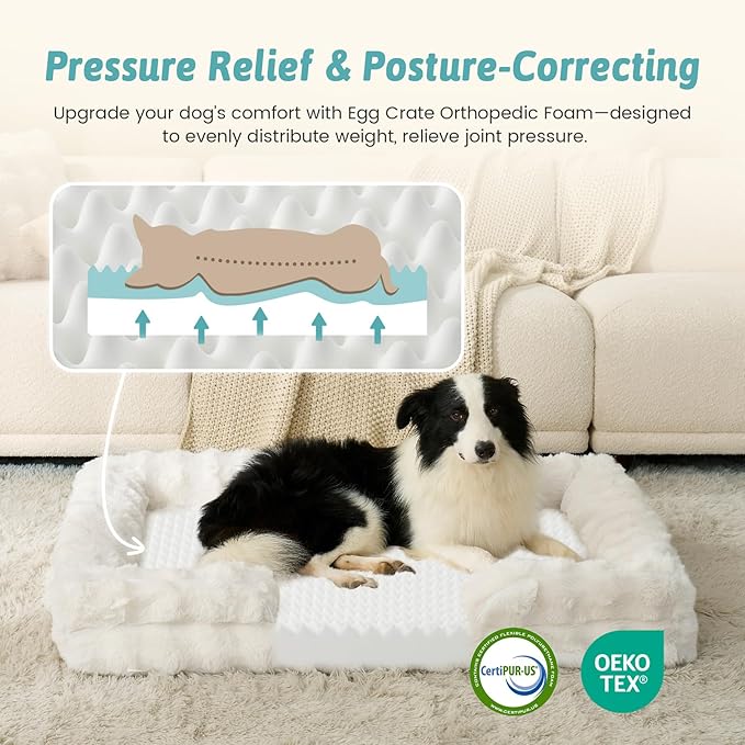 Orthopedic Dog Bed for Extra Large Dog, Soft and Warm Faux Fur Sofa for Giant - Image 2