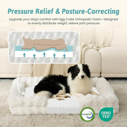 Orthopedic Dog Bed for Medium Small Size Dog, Soft and Warm Faux Fur Sofa for - Image 4