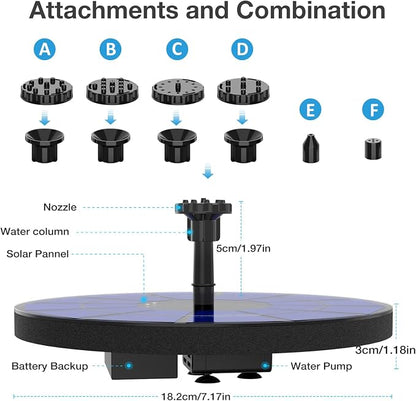 AISITIN Solar Fountain with 3.5 W Solar Panel, 1500 mAh Battery - Image 6