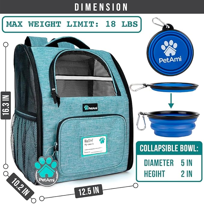 PetAmi Dog Backpack Carrier for Small Large Cat, Ventilated Pet Hiking Backpack - Image 2