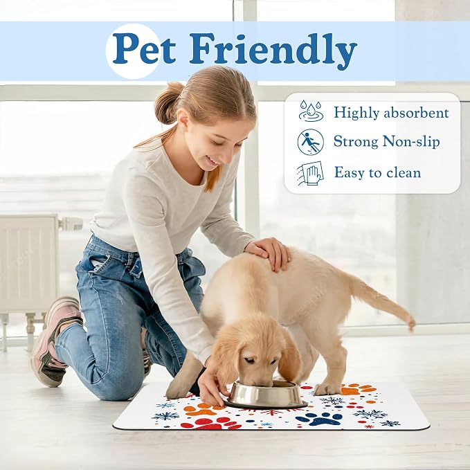 Chirstmas Snowflake Paw Pet Food Mat - Image 6