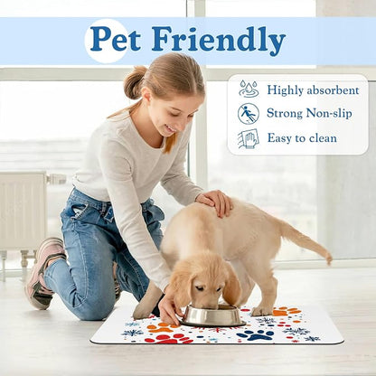 Chirstmas Snowflake Paw Pet Food Mat - Image 6