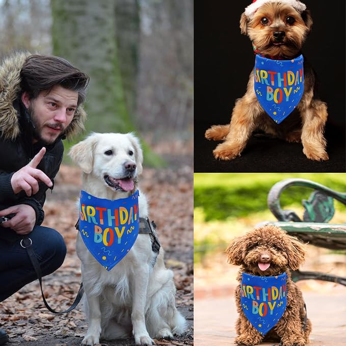 Birthday Boy Dog Bandana, Printed Dog Bandana Pet Scarf Dog Birthday Party - Image 3