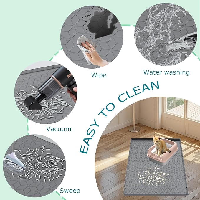 Cat Litter Mat for Litter Box, Silicone Large Cat Litter Trapping Mat - Image 3