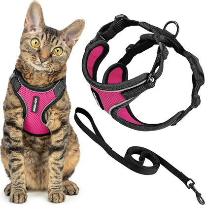 Voyager Escape-Proof Step-in Lock Cat Harness & 5ft Neoprene-Handle Leash Set by BestPetSuppliesLLC