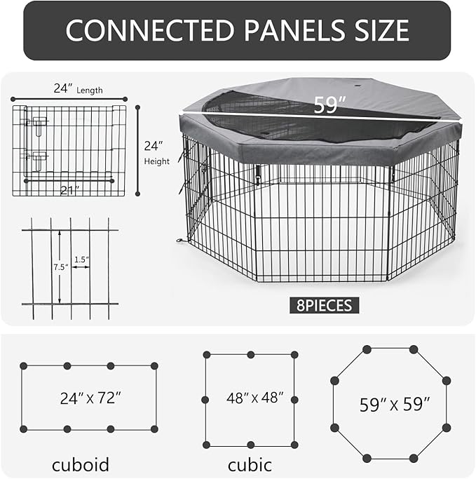 PETIME Foldable Metal Dog Exercise Pen/Pet Puppy Playpen Kennels Yard Fence - Image 3