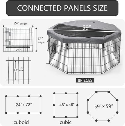 PETIME Foldable Metal Dog Exercise Pen/Pet Puppy Playpen Kennels Yard Fence - Image 3