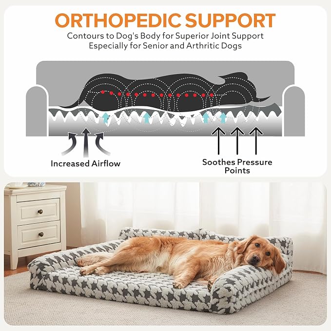 Orthopedic Dog Beds for Medium Dogs Washable, Detachable Side Bolster and Pillow - Image 2