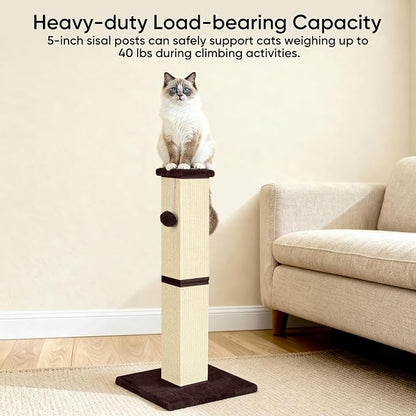 Cat Scratching Post 32 Inch for Indoor Large Cats and Kitten, Nature Sisal Tall - Image 5