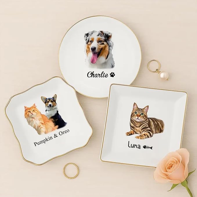 Custom Pet Photo Ring Dish, Personalized Pet Portrait Jewelry Dish, Pet Lover - Image 3