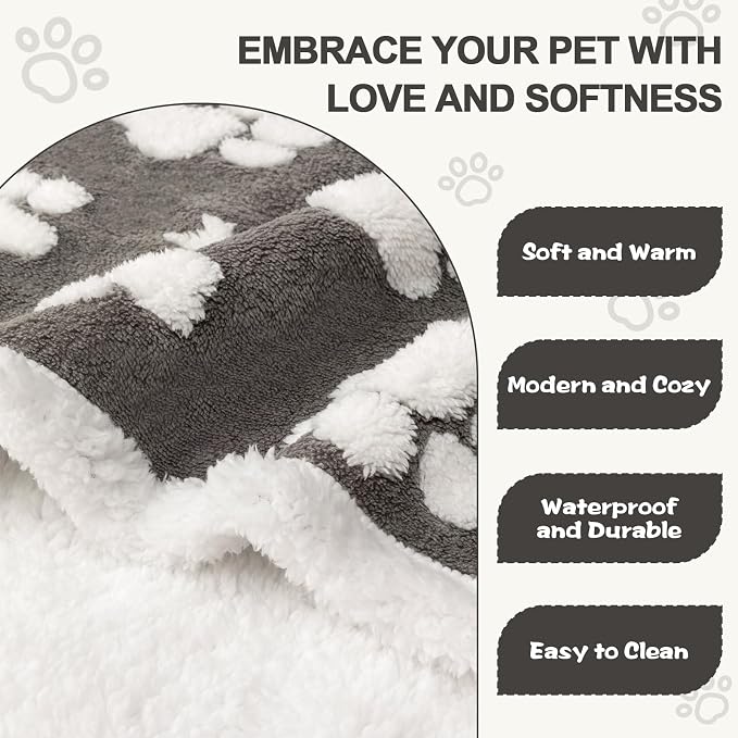 Waterproof Blanket for Dog Puppy Cat, Cute 3D Textured Paw Dog Blanket for Bed - Image 3