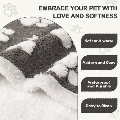 Waterproof Blanket for Dog Puppy Cat, Cute 3D Textured Paw Dog Blanket for Bed - Image 3