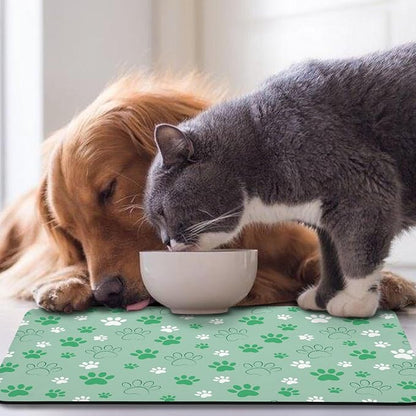 Dog Food Mat, Absorbent Water Bowl Mats Cat Pet Feeding Placemats Green 12 * 20 - Image 7