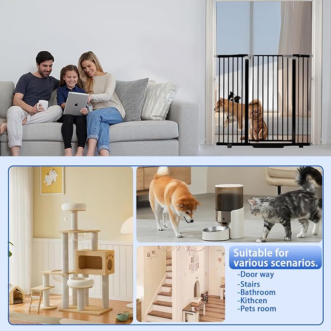 41" Tall Safety Pet Gate, Adjustable 29.92"-57.48" Wide, No Drilling Pressure - Image 7