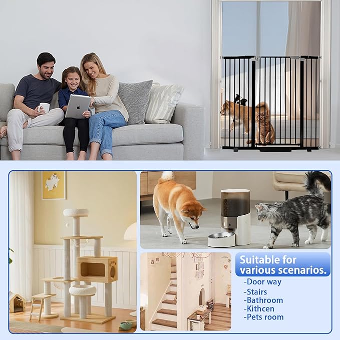 41" Tall Safety Pet Gate, Adjustable 29.92"-49.21" Wide, No Drilling Pressure - Image 7