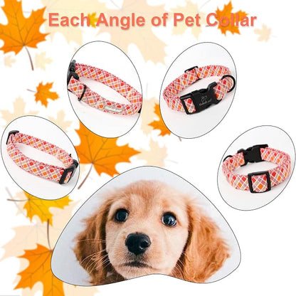 Fall Dog Collar, Fall Orange and Red Plaid Puppy Collar, Adjustable Cotton - Image 5