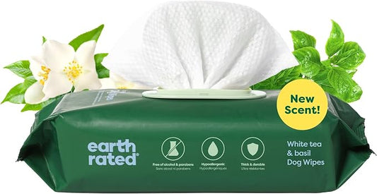 Earth Rated Pet Wipes for Dogs and Cats, Hypoallergenic, 3-in-1 Cleaning by EarthRated