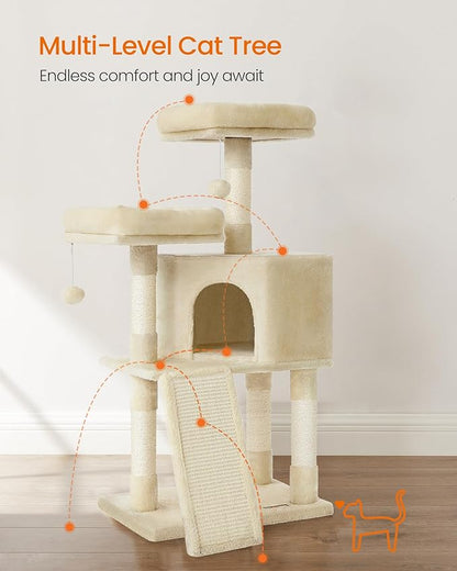 Feandrea Cat Tree, 45.3-Inch Cat Tower, Plush Condo - Image 4