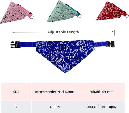 Cat and Puppy Bandana Collar Set, 4 Pack Adjustable Cotton Pet Neck Scarves - Image 7