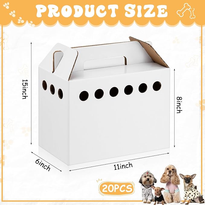 Tenceur 20 Pack Cardboard Pet Carrier Disposable Small Animal Carrier White - Image 2