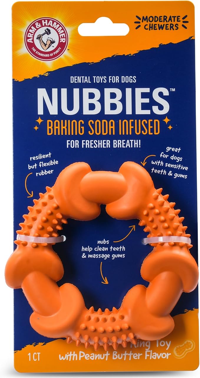 Arm & Hammer for Pets Nubbies Dog Dental Toys Rubber Ring Toy, Peanut Butter by ArmHammer