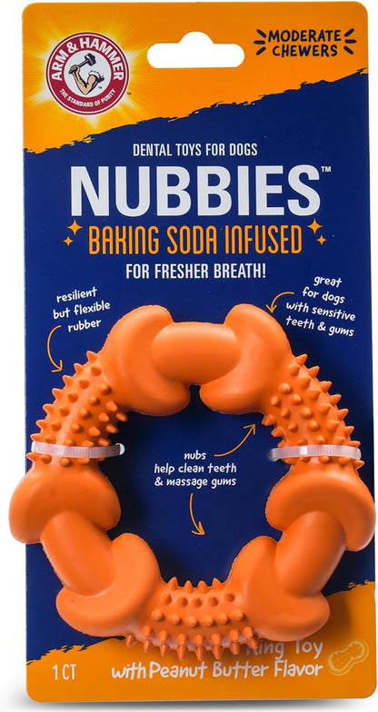 Arm & Hammer for Pets Nubbies Dog Dental Toys Rubber Ring Toy, Peanut Butter by ArmHammer