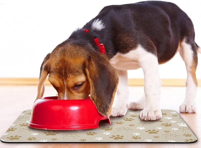 Dog Food Mat, Absorbent Water Bowl Mats Cat Pet Feeding Placemats Beige 16 * 24 - Image 6