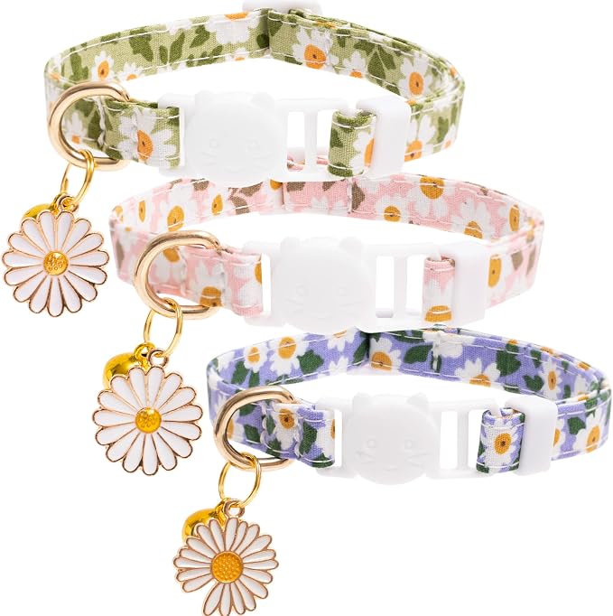 Faygarsle 3 Pack Cotton Safe Breakaway Cat Collars by Faygarsle