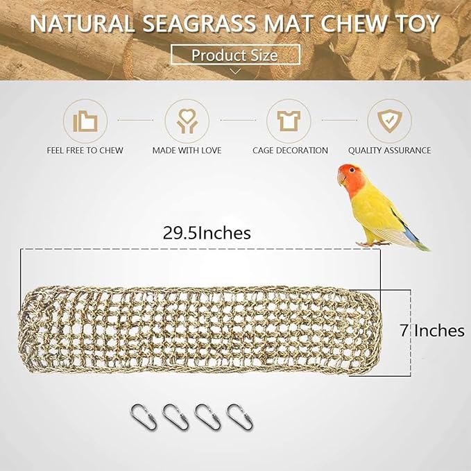 Bird Seagrass Mat 30" × 7" Parrot Natural Grass Woven Net Hammock Parakeet - Image 6