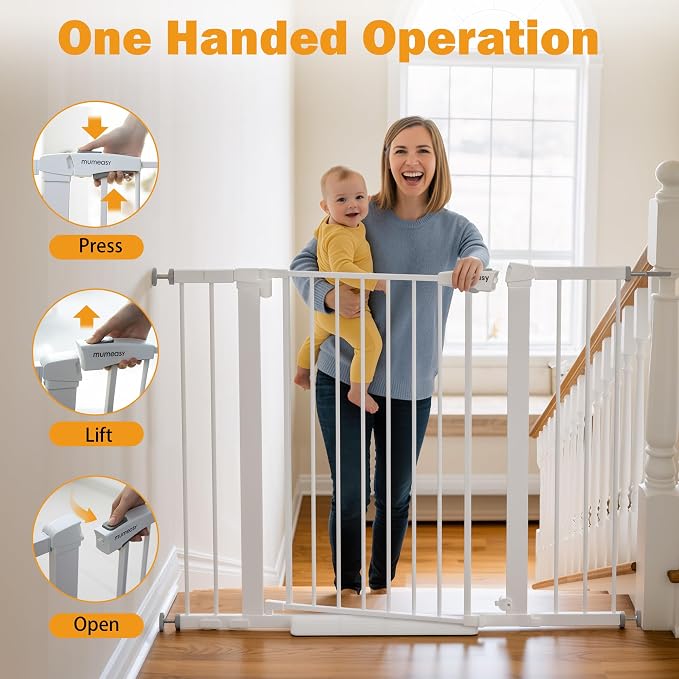 Mumeasy 29.6-46" Baby Gate for Stairs, Pressure Mounted Dog Gate for Doorways - Image 5