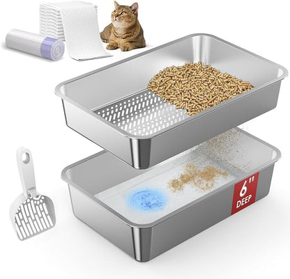 23.6”x15.7”x6” SuzziPaws Stainless Steel Cat Litter Box by Suzzipaws