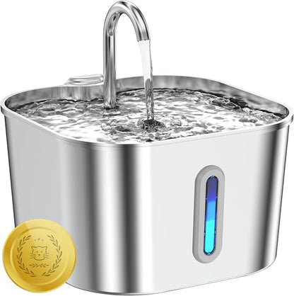 Cat Water Fountain Stainless Steel, 74oz/2.2L Automatic Cat Drinking Fountain by Lawfery
