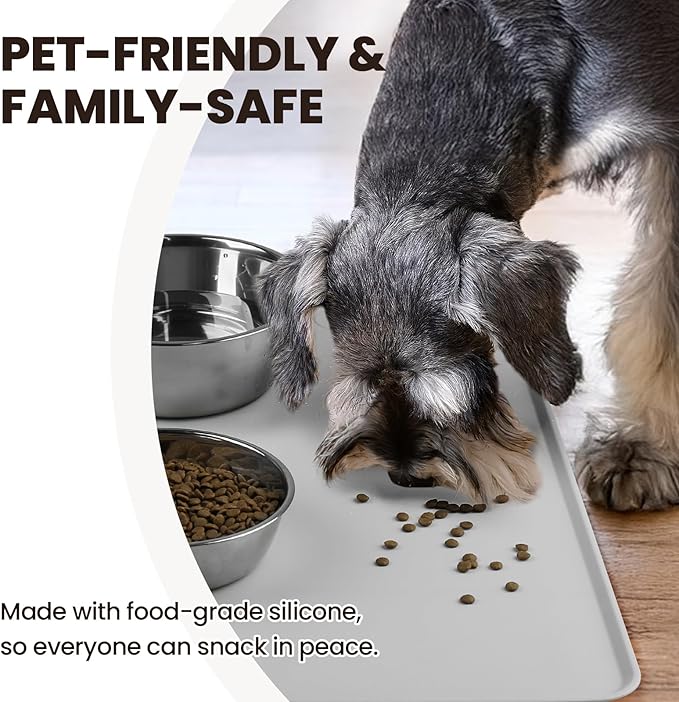 VIVAGLORY Dog Food Mat Flexmat Dog Bowl Mat, Placemat Food Tray - Image 3