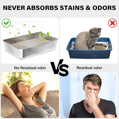 Stainless Steel Litter Box, XL Metal Litter Box - Image 3