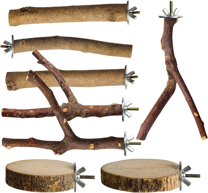 8 Pack Natural Wood Bird Perches, Parrot Perch Stand Bird Cage Accessories by Unknown